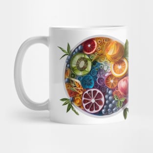 Whirls of Flavor: A Paper Quilled Kirigami Fruit Bowl Extravaganza Mug